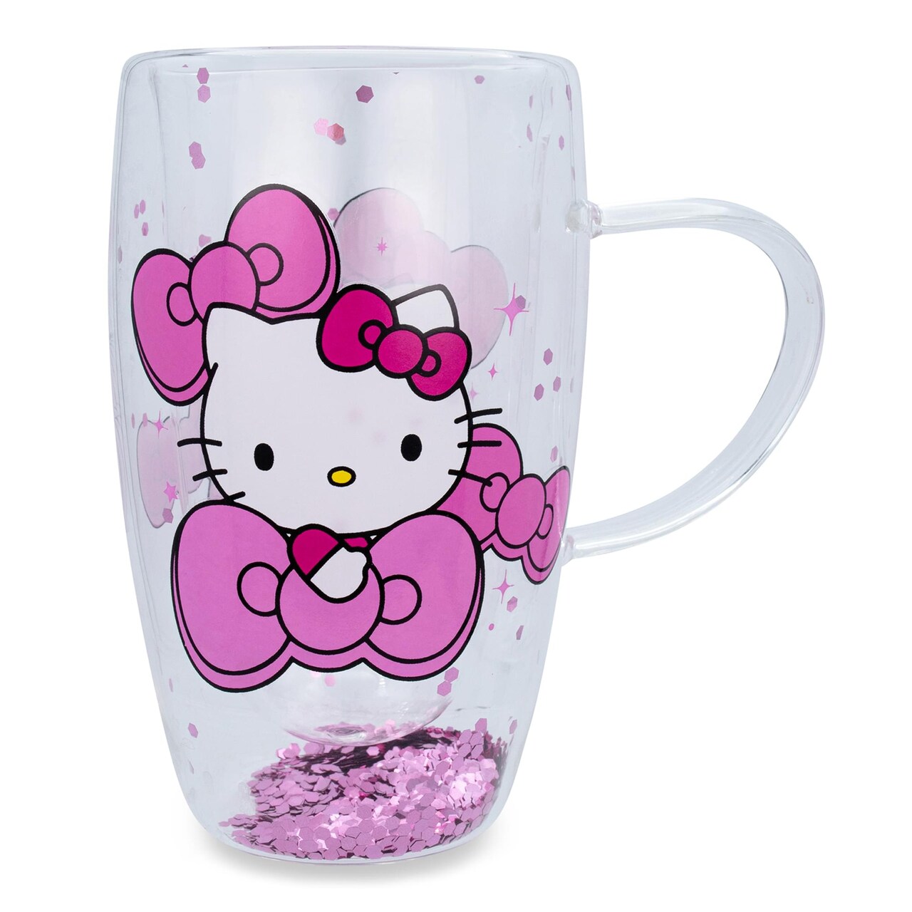 Sanrio Hello Kitty Bows and Stars Confetti Glass Mug | Holds 15 Ounces